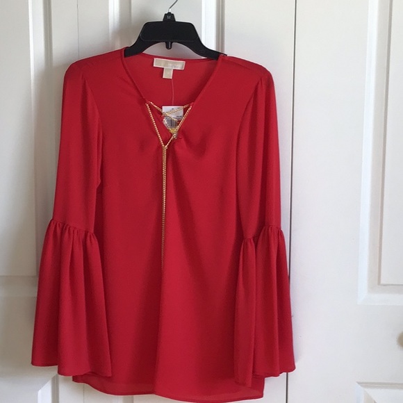 Michael kors red chain blouse NWT size M - Picture 2 of 6